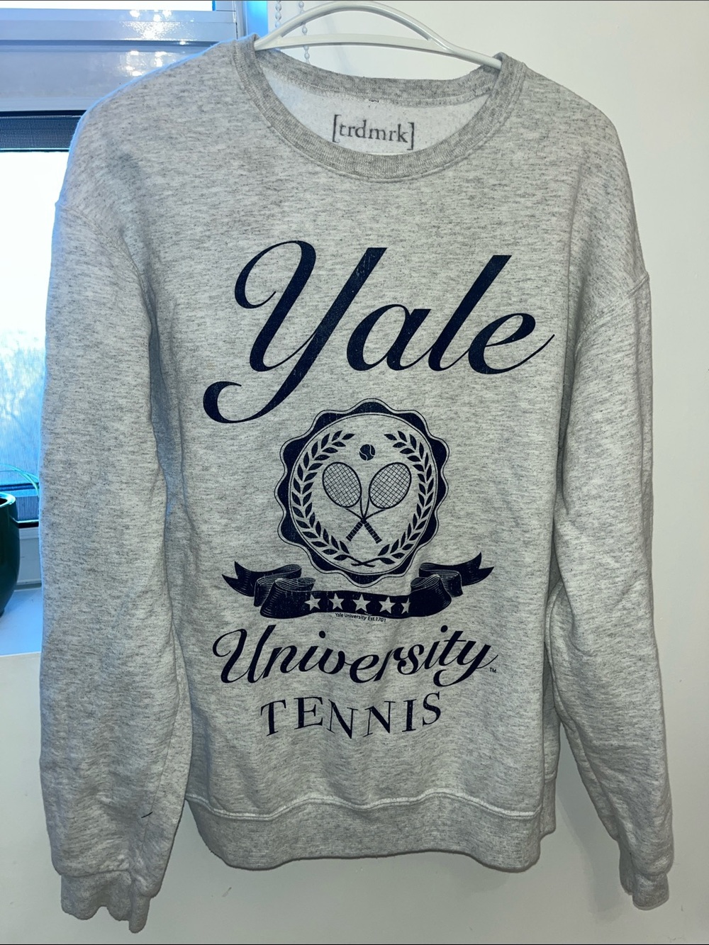 Yale University Tennis Crewneck Sweater - Light Gray